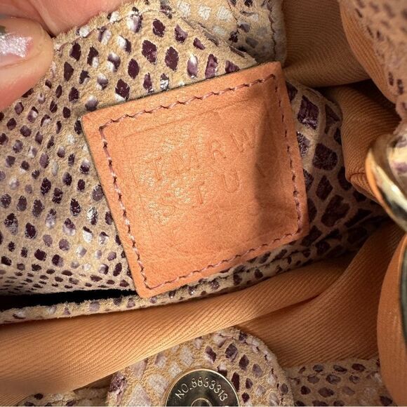 TMRW Studio taupe snakeskin embossed leather square handle tote bag like new - Picture 11 of 13